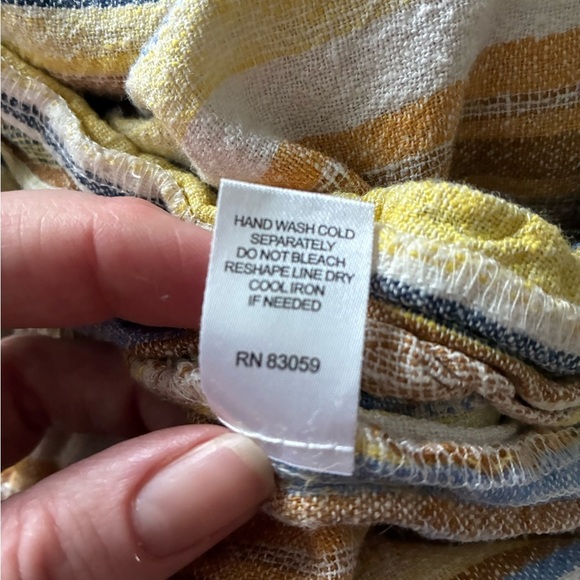 DREW striped linen rayon jumpsuit summer vacation Anthropologie sz XS cropped - Picture 7 of 16